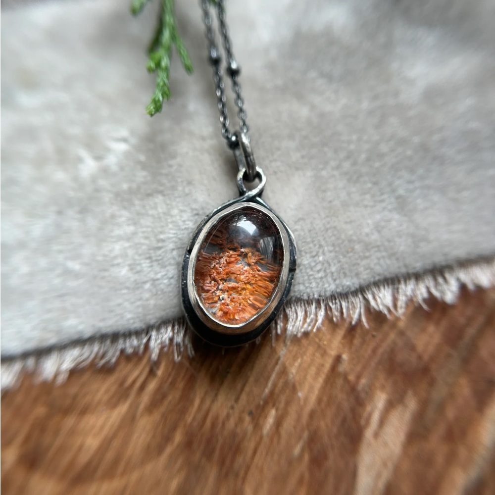 Elegant Silver and Orange Pendant Necklace
